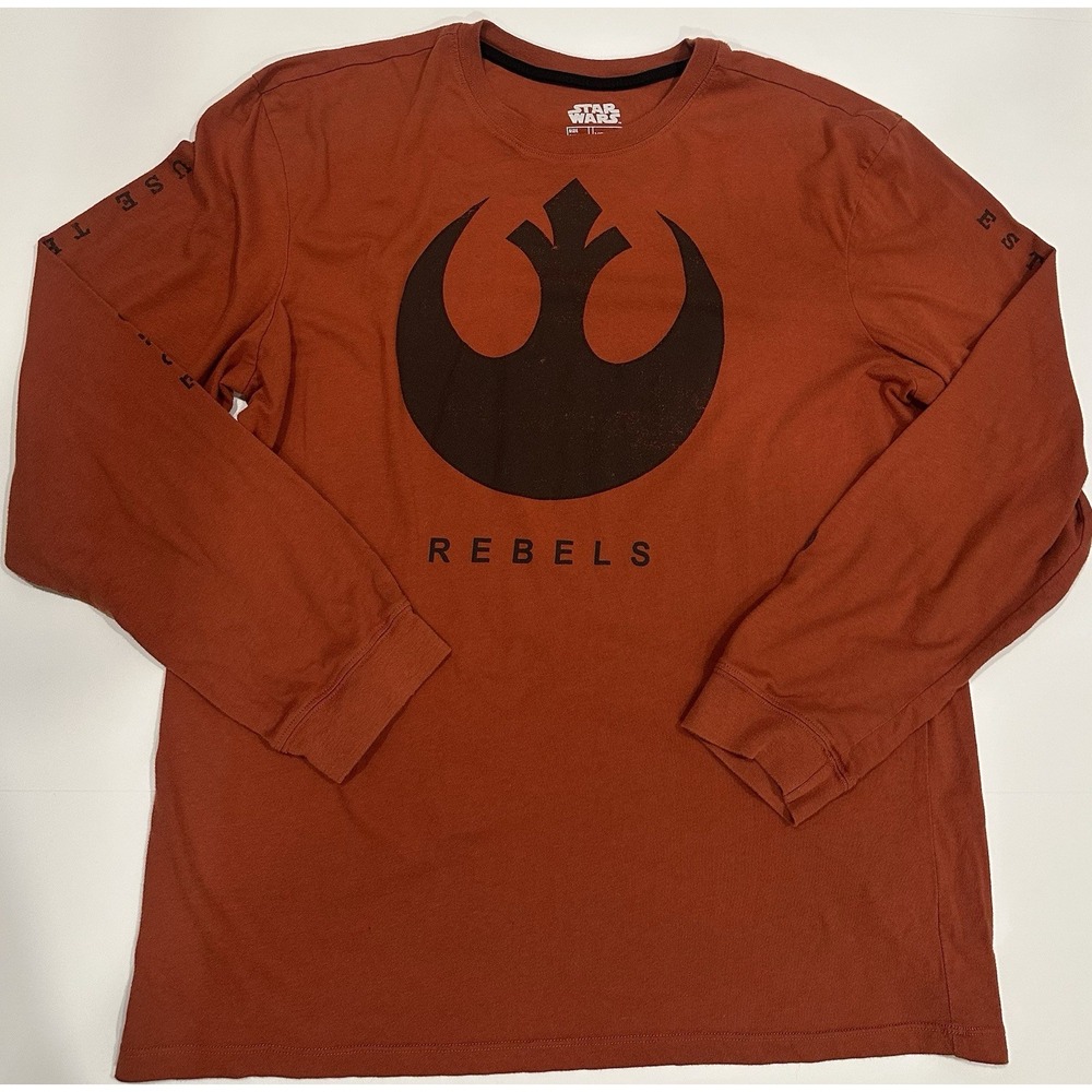 Star Wars Rebel Alliance Logo Long Sleeve T-Shirt Size XL Orange Copper